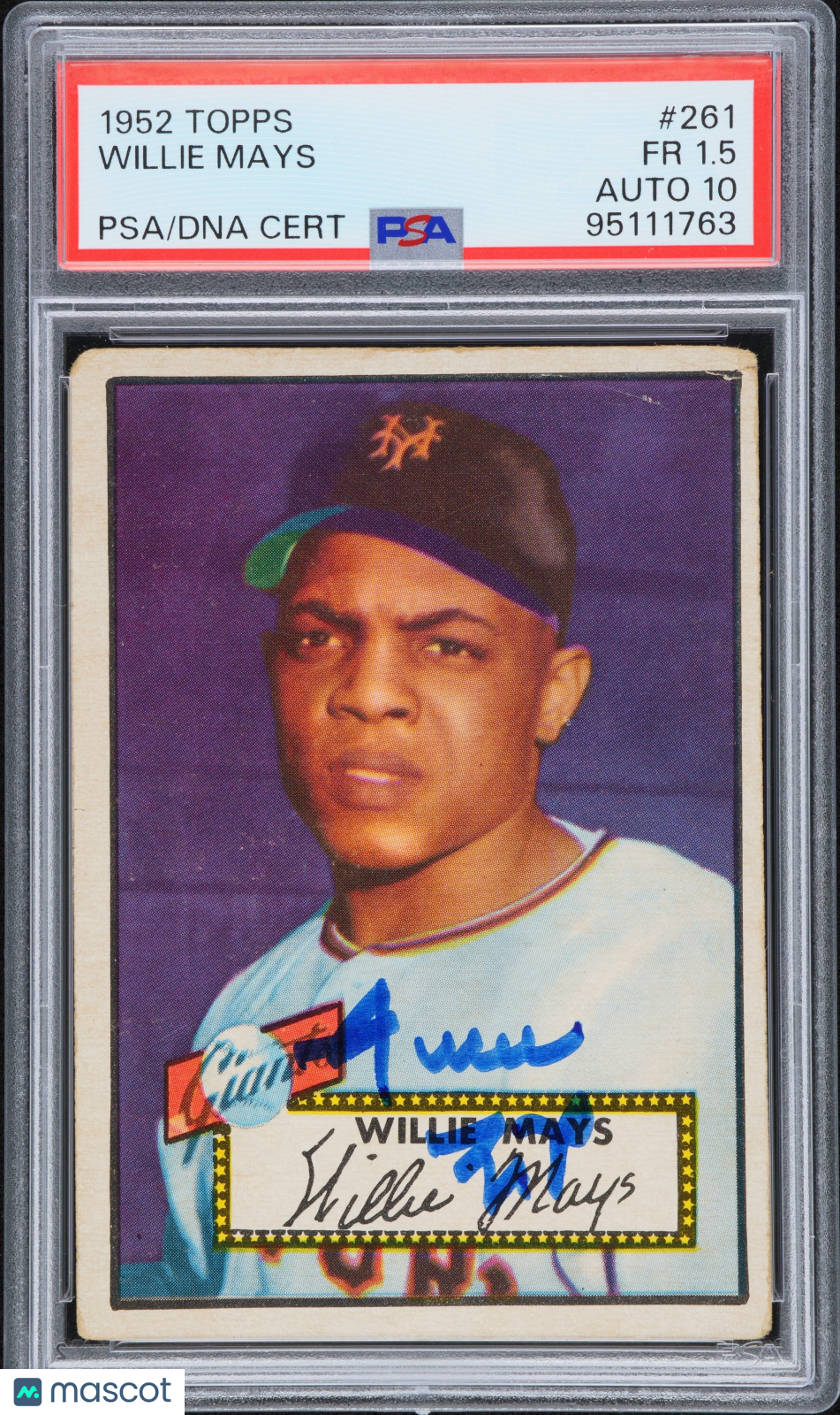 1952 Topps Willie Mays #261 PSA 1.5 Auto 10