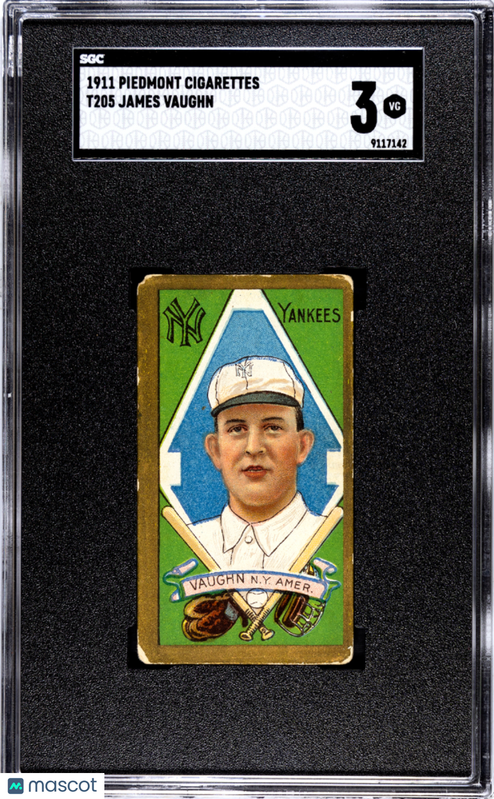 1911 Piedmont Cigarettes (T205) James Vaughn SGC 3