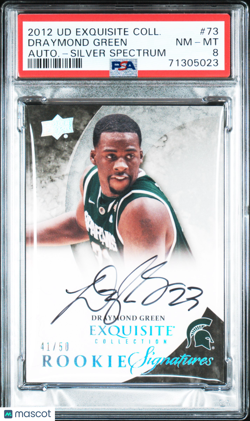 2012 Upper Deck Exquisite Collection Draymond Green #73 Autograph Silver Spectrum 41/50 PSA 8