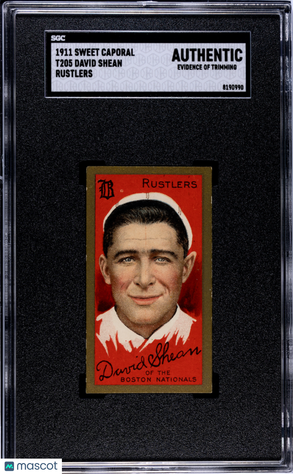 1911 Sweet Caporal (T205) David Shean Rustlers SGC A