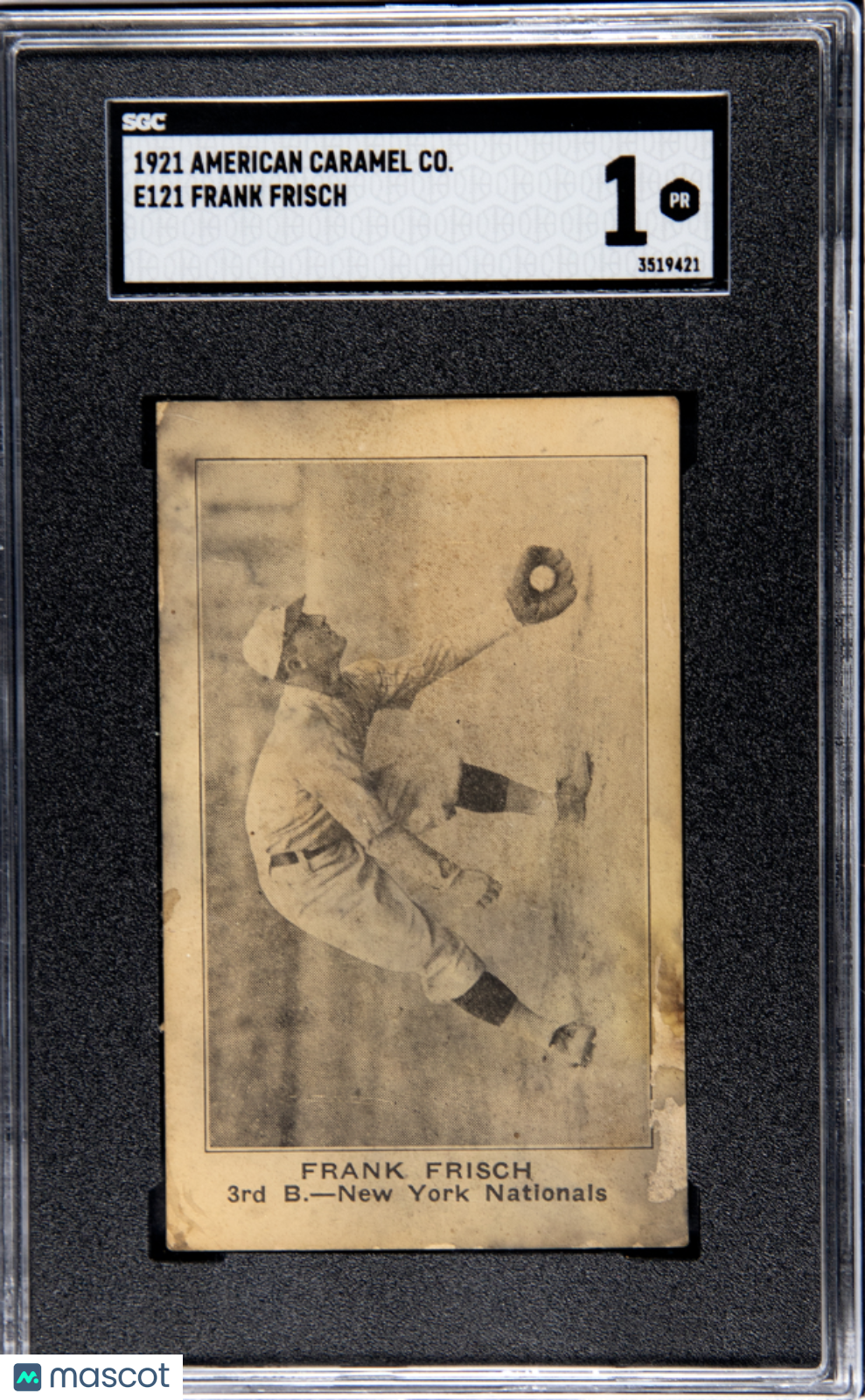 1921 American Caramel Co. Series of 80 (E121) Frank Frisch SGC 1