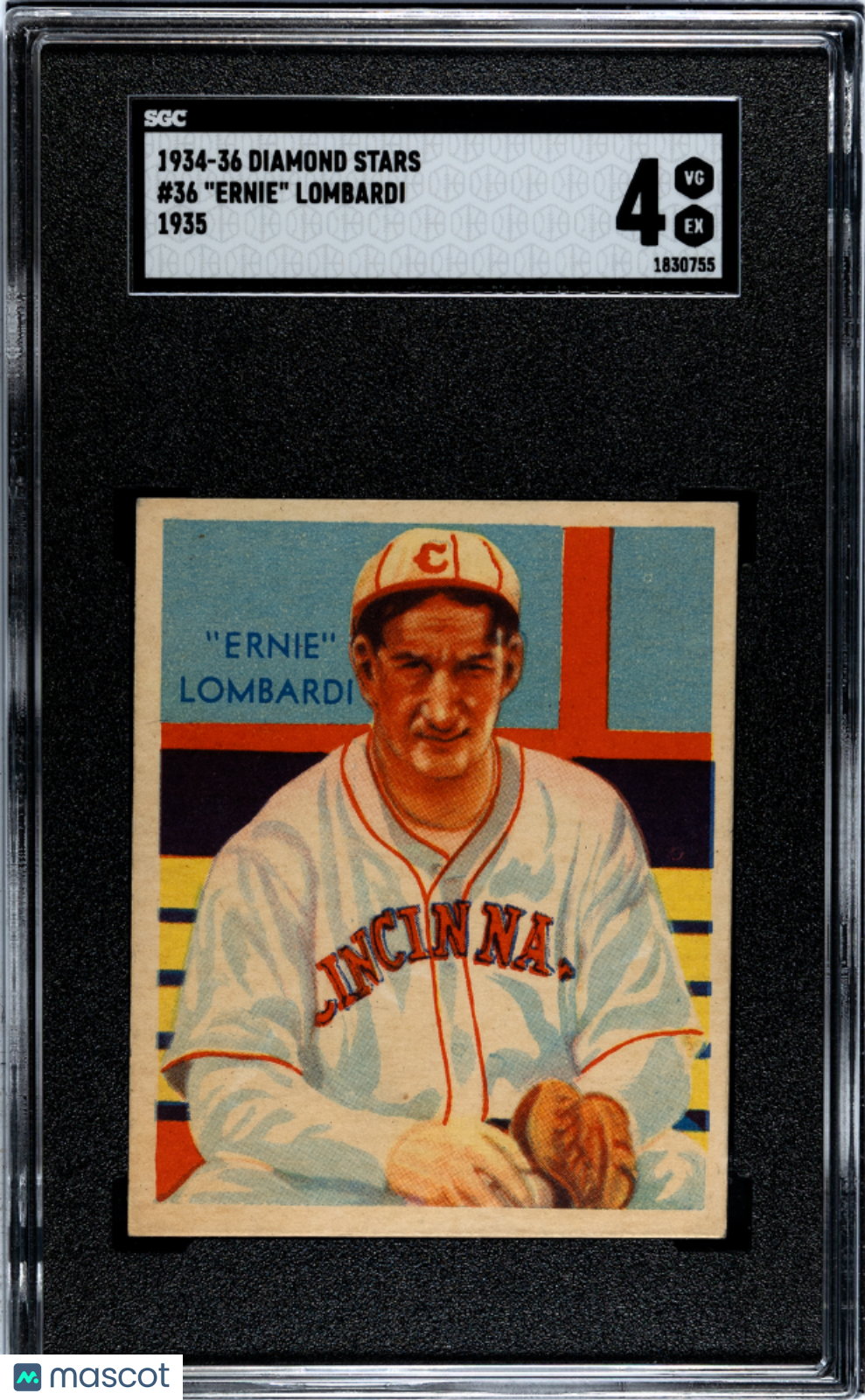 1934 Diamond Stars Ernie Lombardi #36 1935 SGC 4