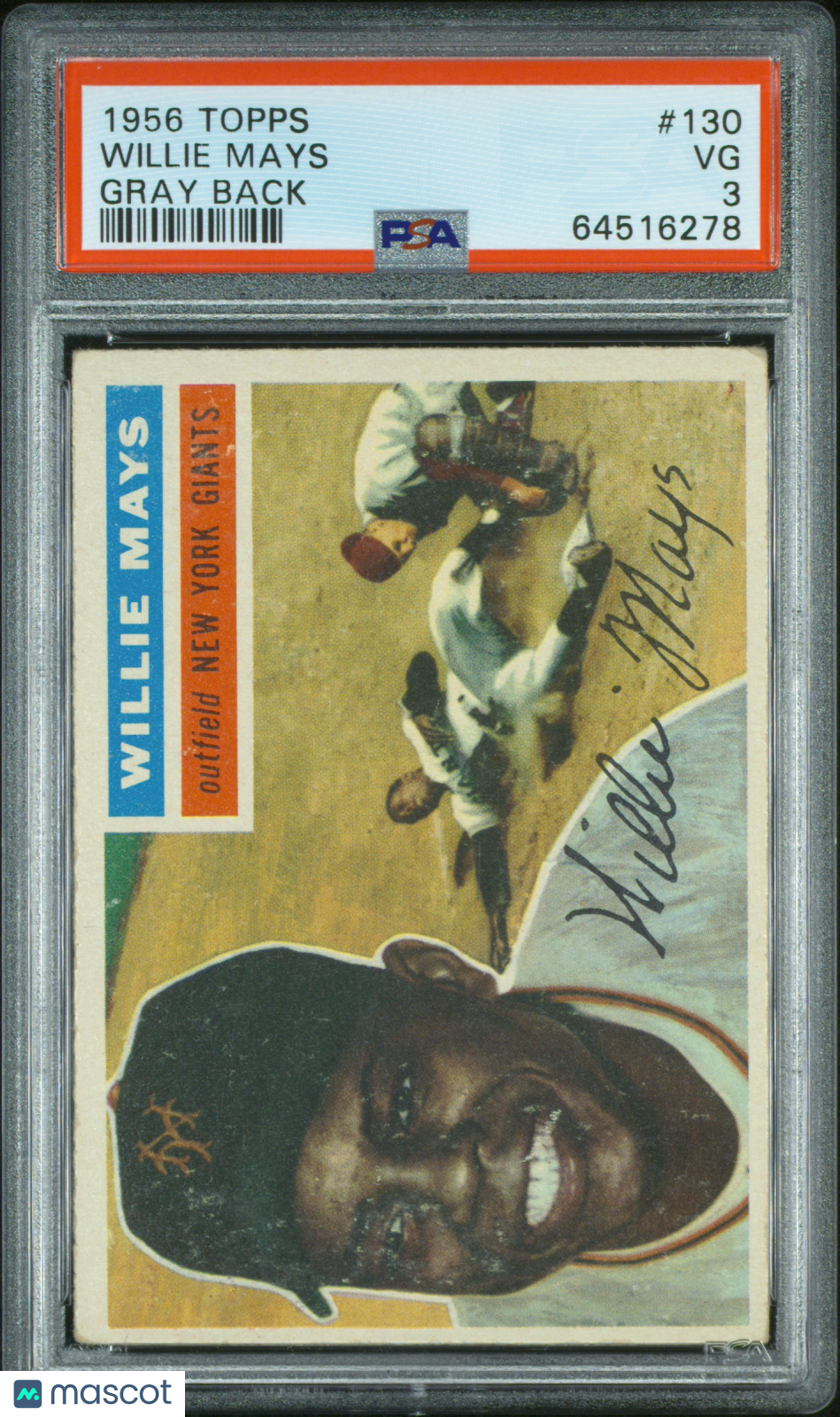 1956 Topps Willie Mays #130 Gray Back PSA 3