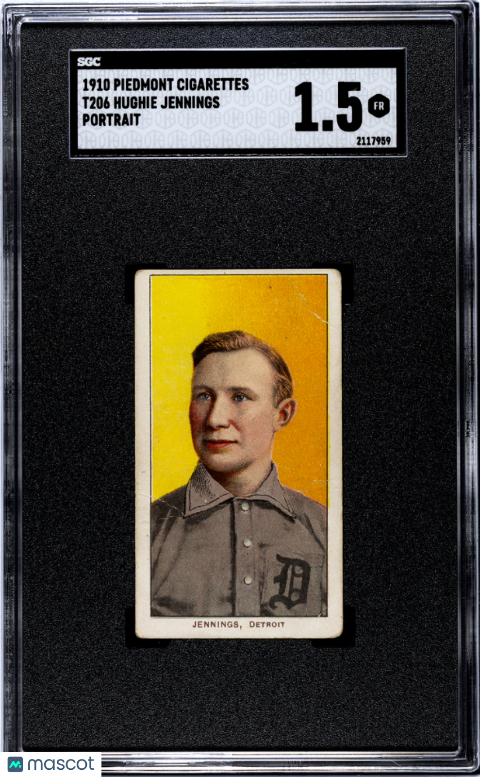 1910 Piedmont Cigarettes (T206) Hughie Jennings Portrait SGC 1.5