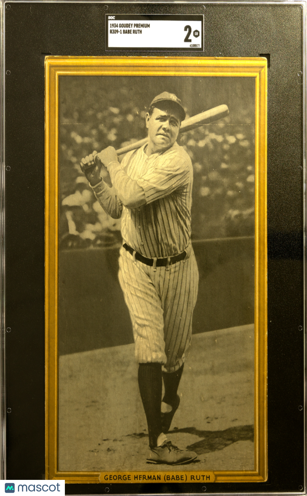 1934 Goudey Premium (R309-1) Babe Ruth SGC 2