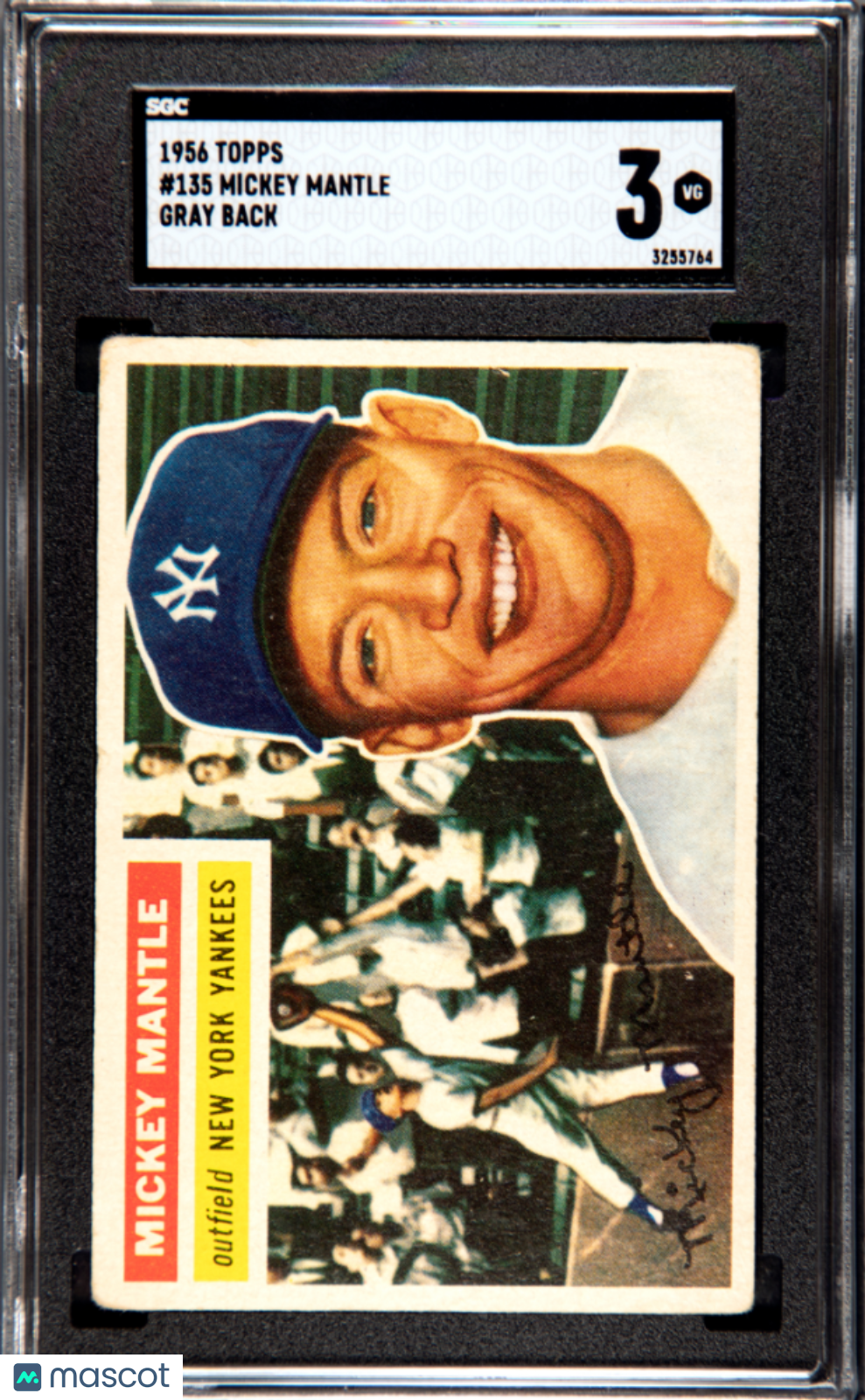 1956 Topps Mickey Mantle #135 Gray Back SGC 3