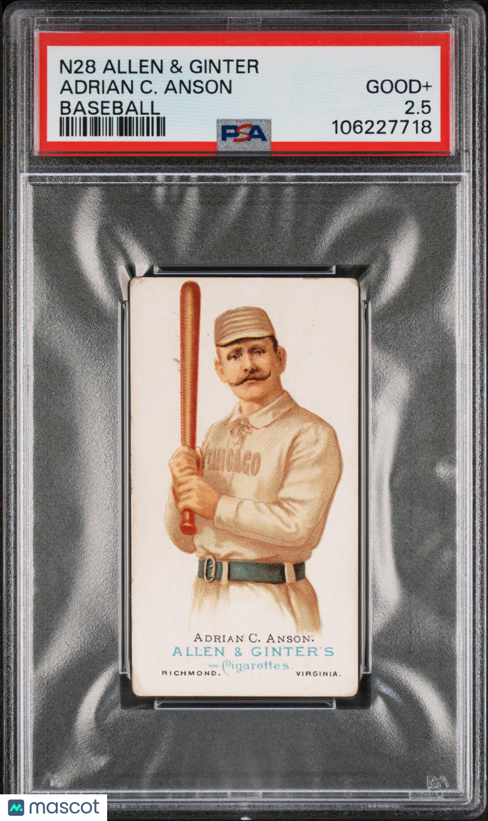1888 N28 Allen & Ginter Adrian C. Anson Baseball PSA 2.5