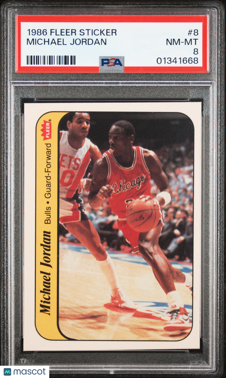 1986 Fleer Sticker Michael Jordan #8 PSA 8