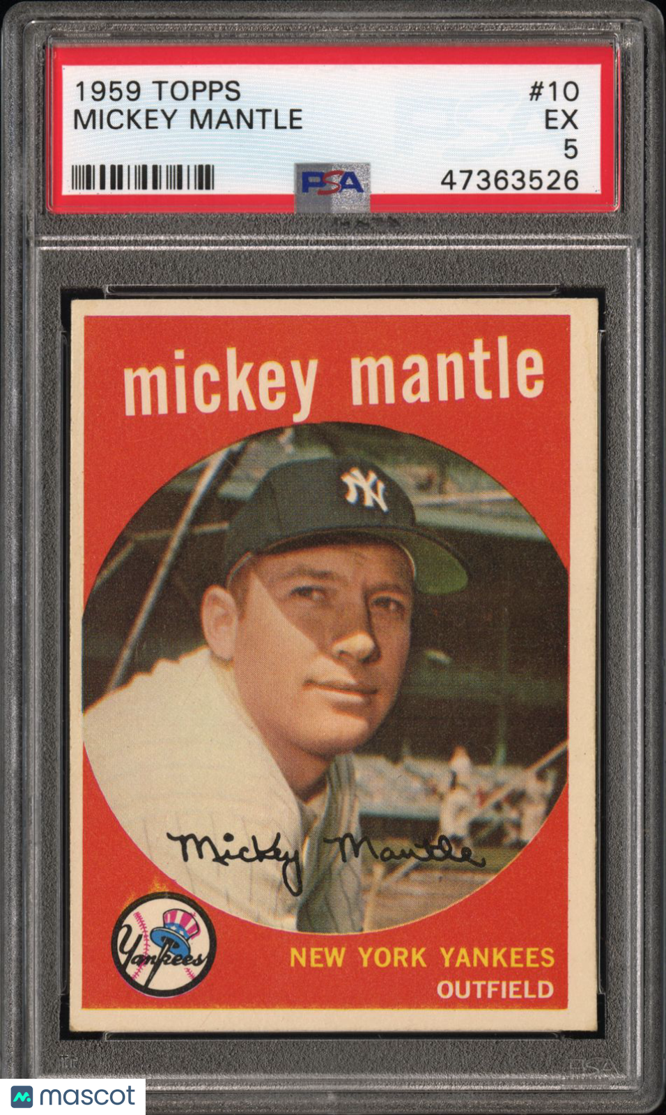1959 Topps Mickey Mantle #10 PSA 5