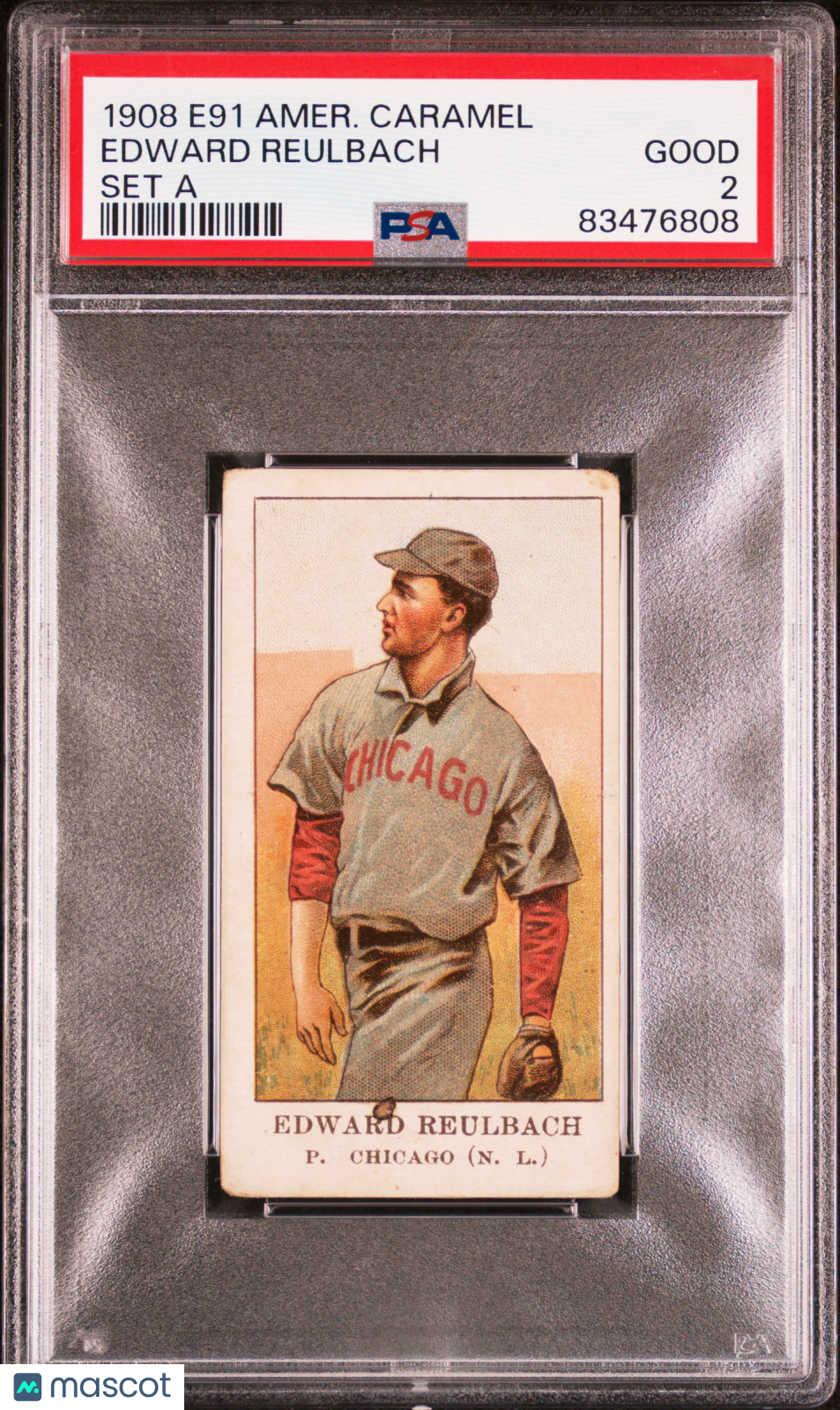 1908 E91 American Caramel Set A Edward Reulbach PSA 2