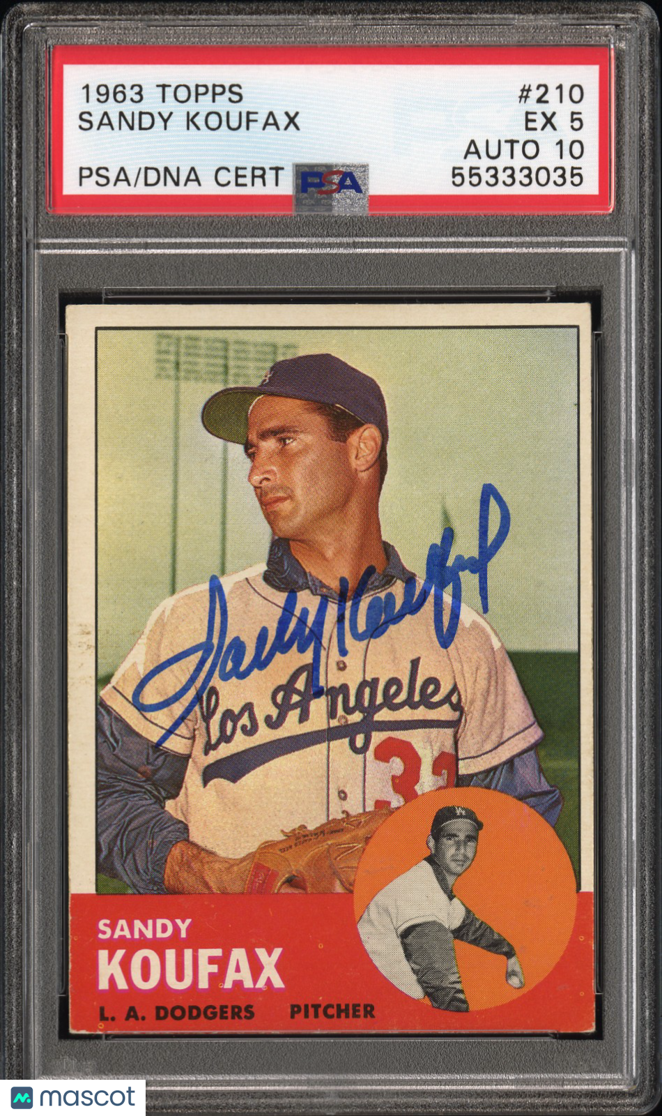 1963 Topps Sandy Koufax #210 PSA 5 Auto 10