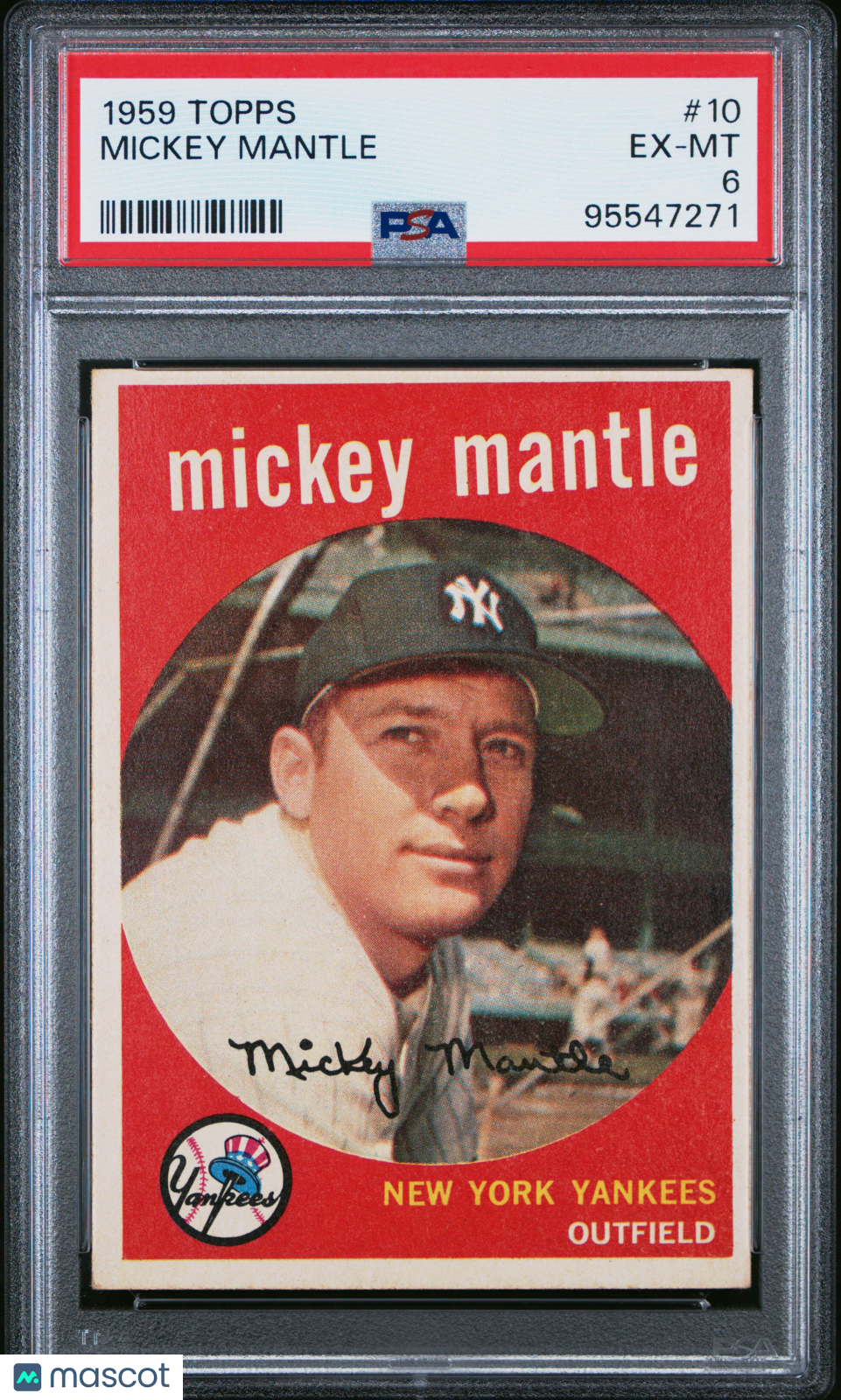 1959 Topps Mickey Mantle #10 PSA 6
