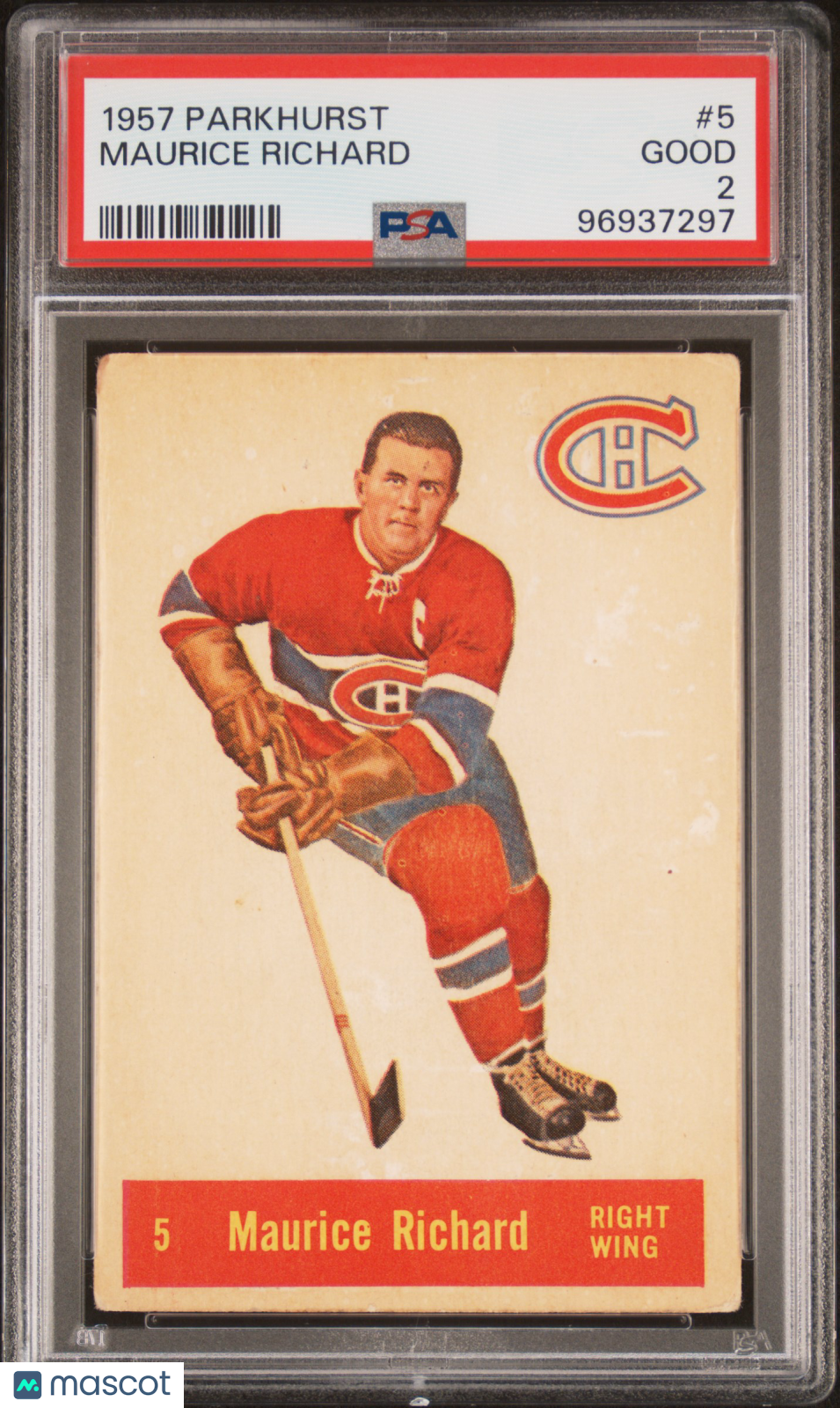 1957 Parkhurst Maurice Richard #5 PSA 2