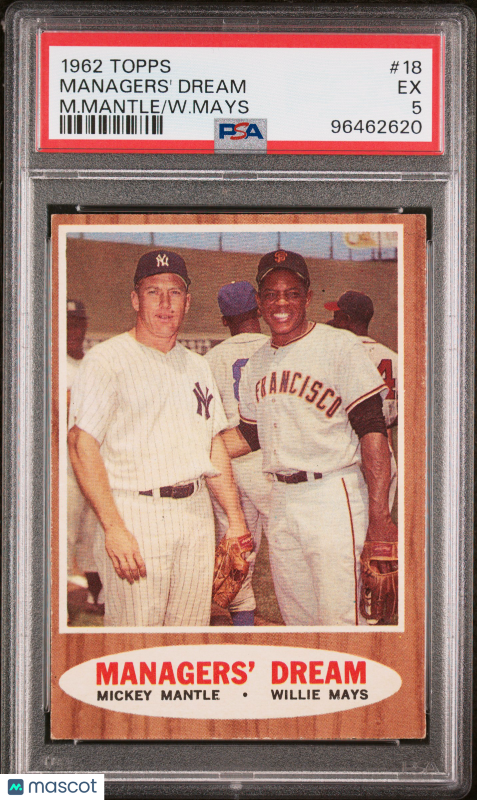 1962 Topps Managers' Dream #18 M. Mantle W. Mays PSA 5