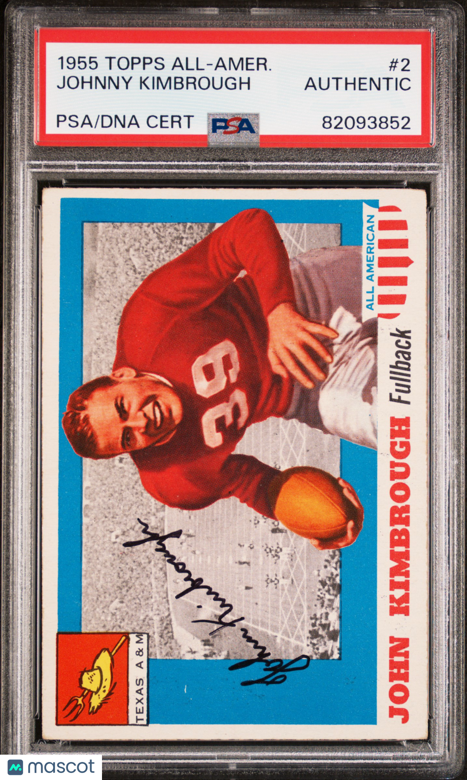 1955 Topps All-Amer. John Kimbrough #2 PSA A Auto A