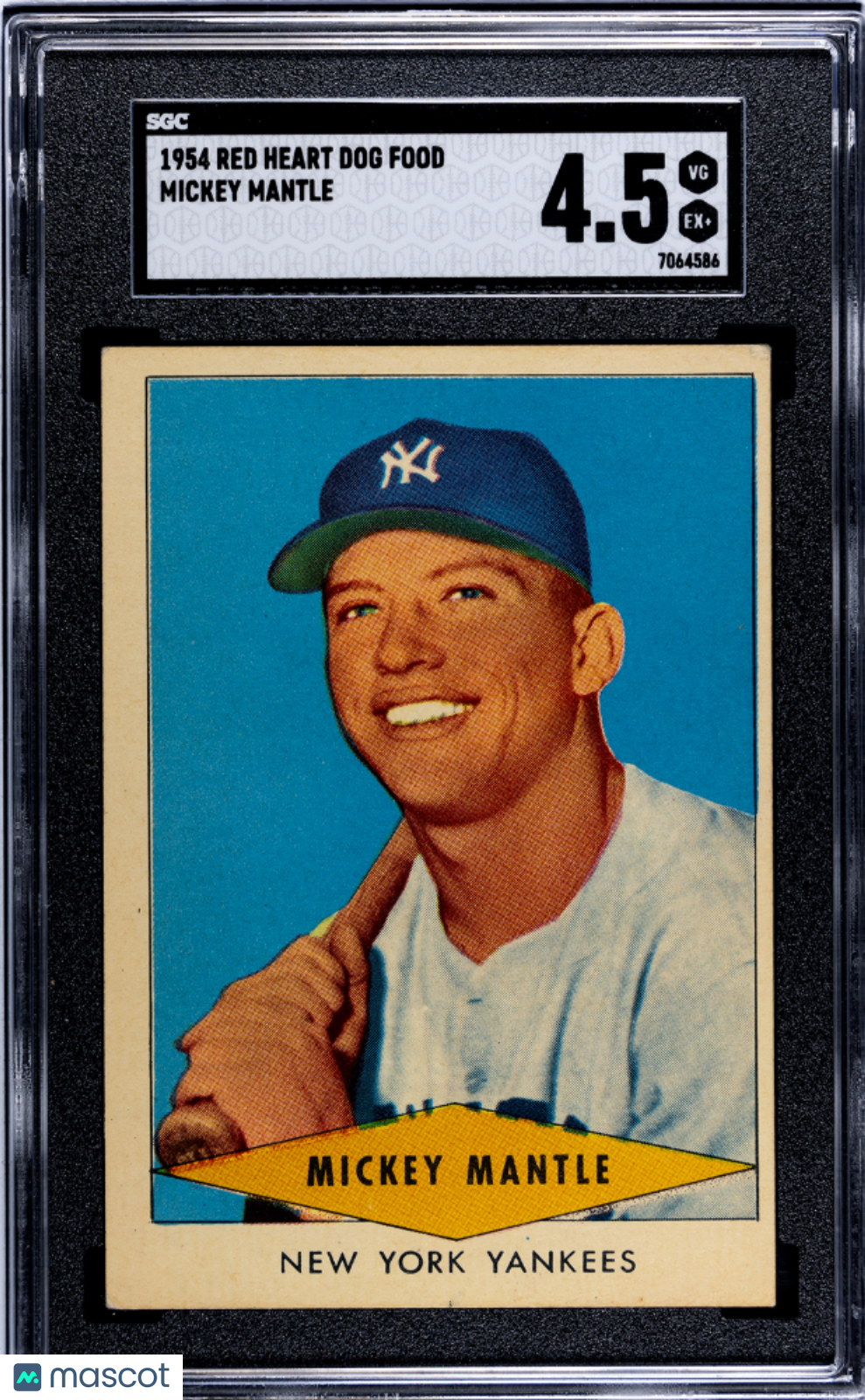 1954 Red Heart Dog Food Mickey Mantle SGC 4.5