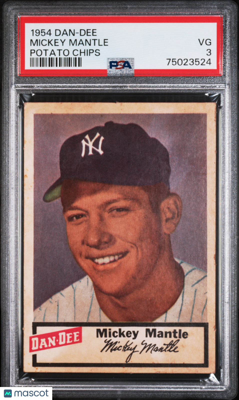 1954 Dan-Dee Potato Chips Mickey Mantle PSA 3
