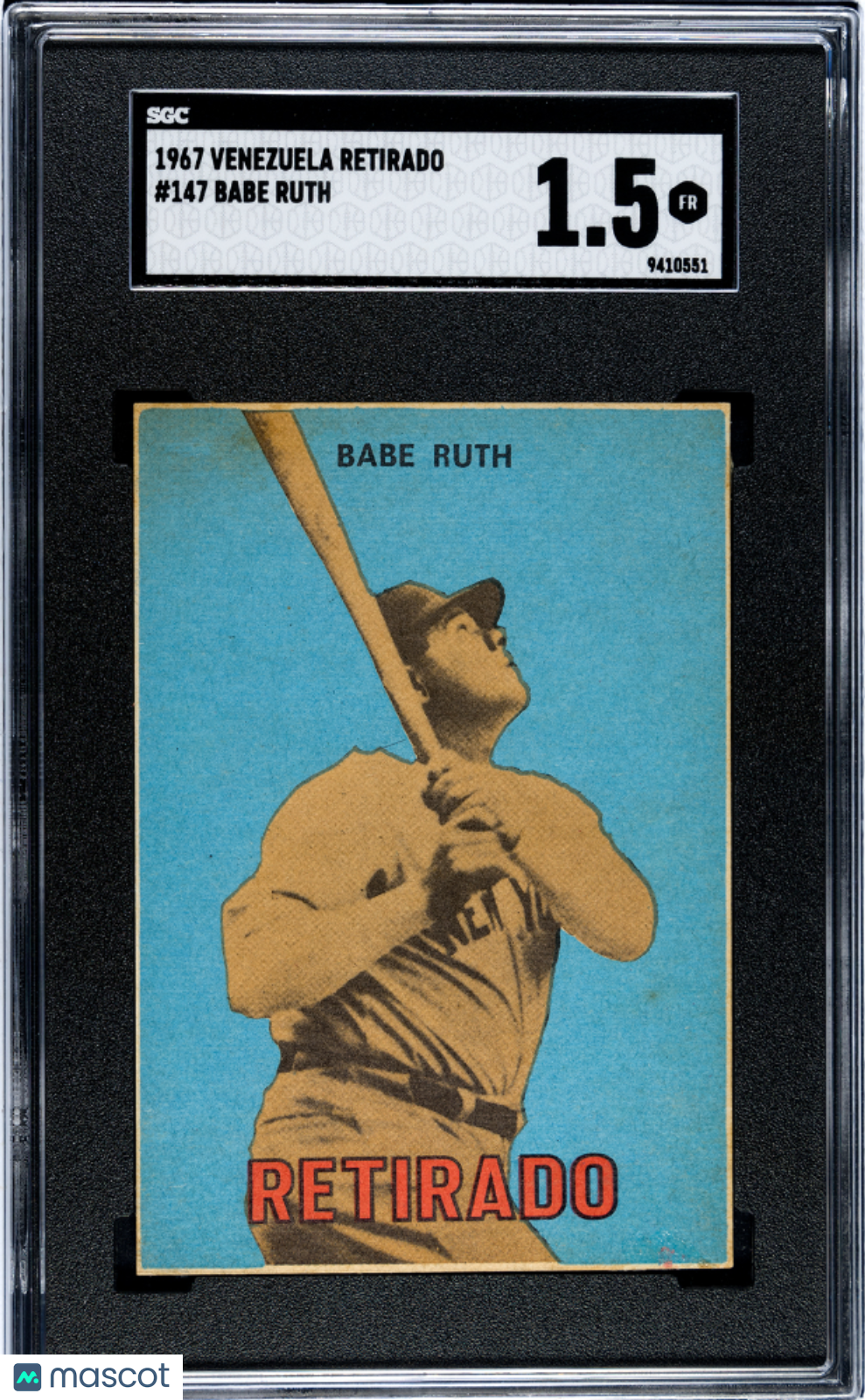 1967 Venezuela Retirado Babe Ruth #147 SGC 1.5