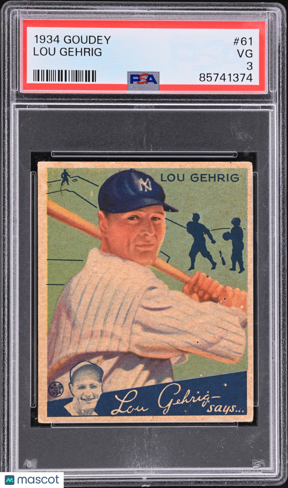 1934 Goudey Lou Gehrig #61 PSA 3