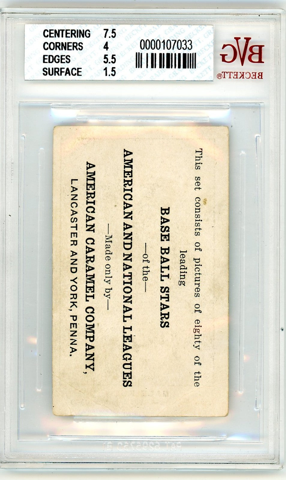 1921-22 E121 Series of 80 Babe Ruth #82A BVG 2.5