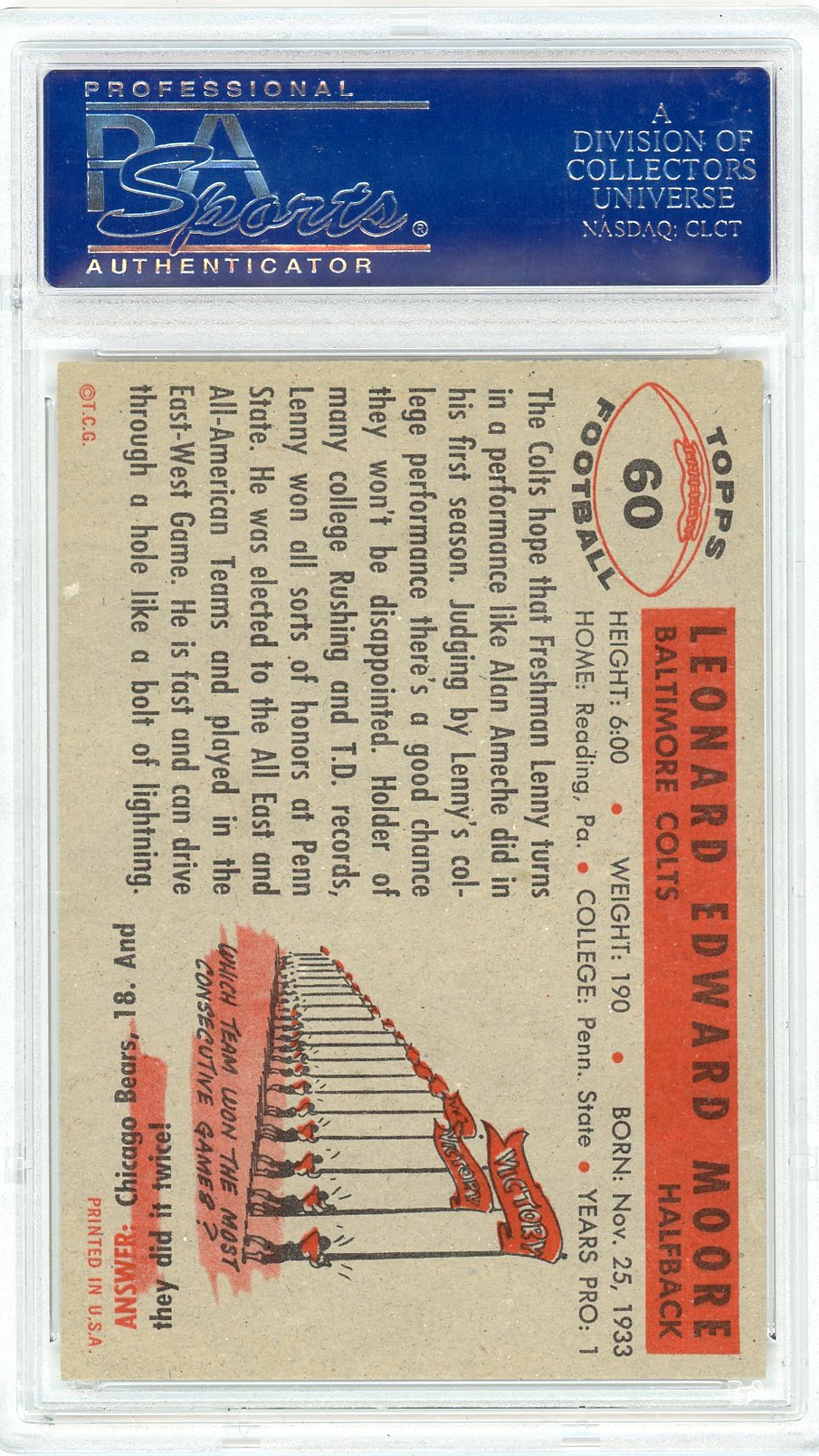 1956 Topps Lenny Moore #60 Psa 8