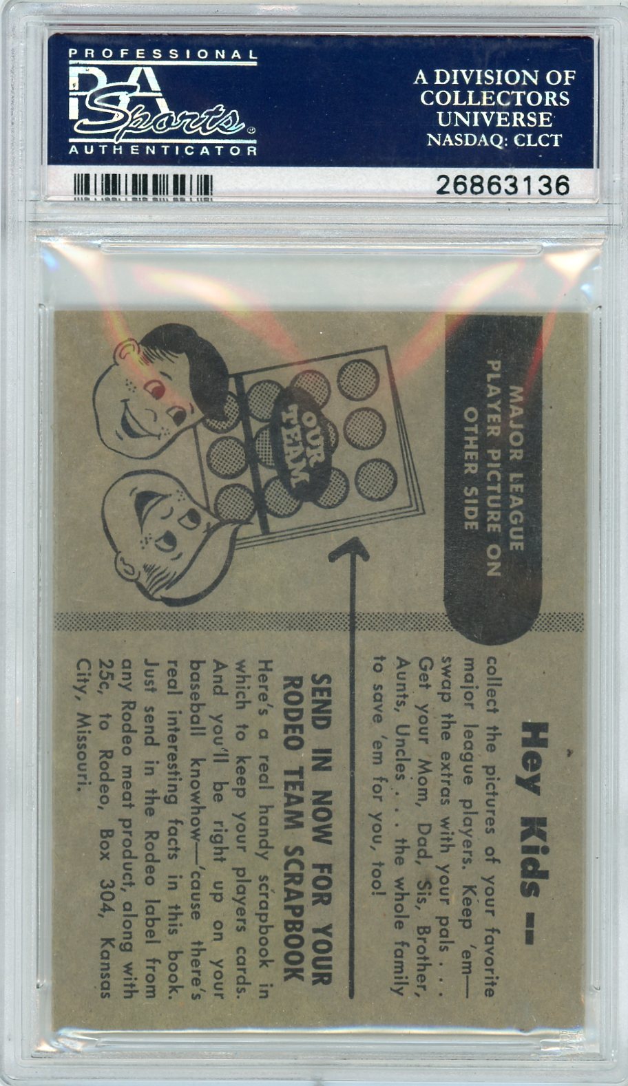 1955 Rodeo Meats Athletics Bob Trice Psa 4