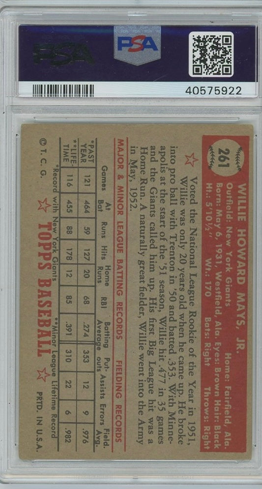 1952 Topps #261 Willie Mays PSA 4