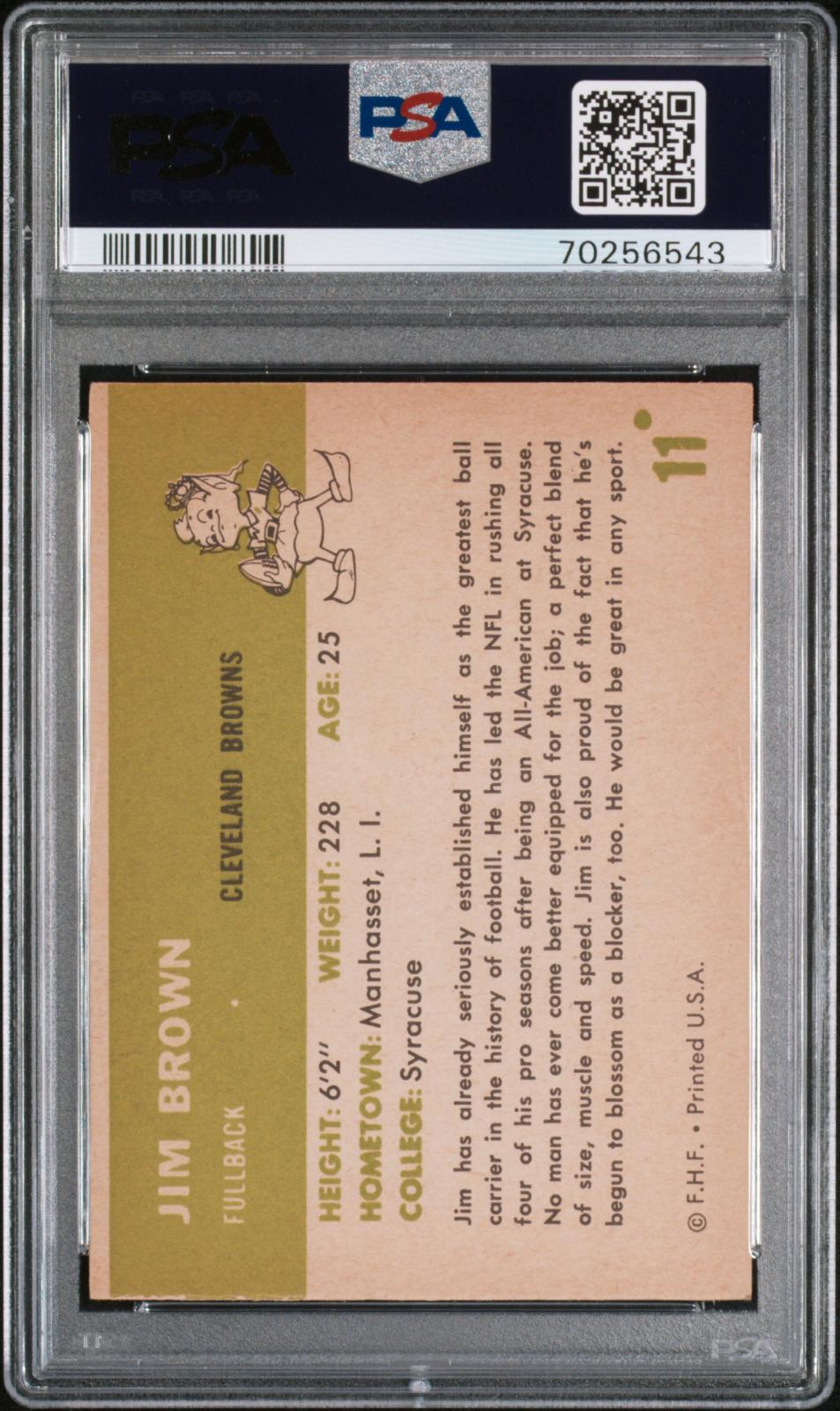 1961 Fleer Jim Brown #11 Psa 8