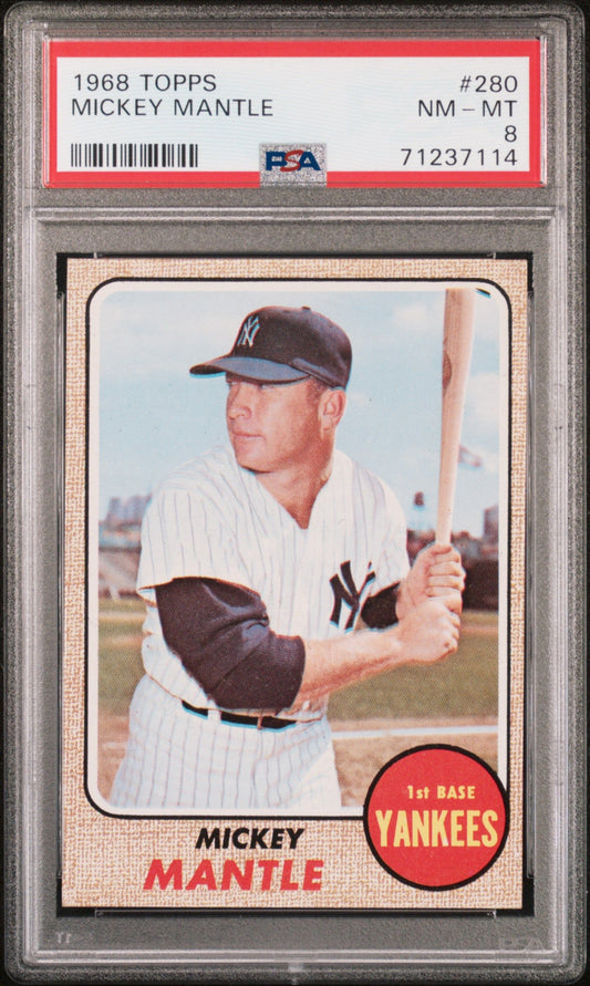 1968 TOPPS MICKEY MANTLE #280 PSA 8