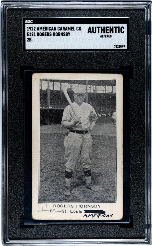 1922 ROGERS HORNSBY AMERICAN CARAMEL CO. SERIES OF 120 (E121) 2B. SGC AUTHENTIC