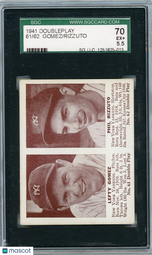 1941 Doubleplay Rizzuto Gomez #61/62 SGC 5.5