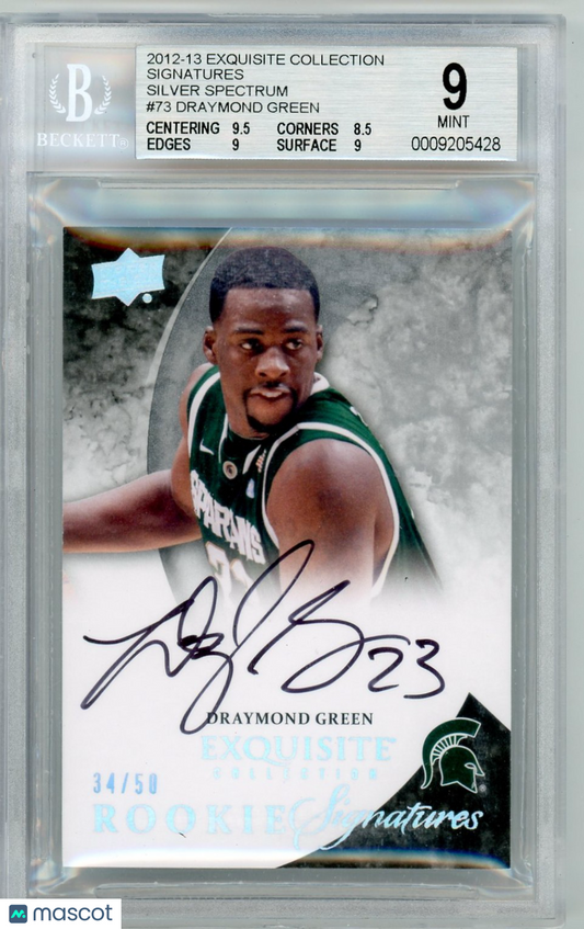 2012 Exquisite Collection Signatures Silver Draymond Green #73 BGS 9 Auto 10