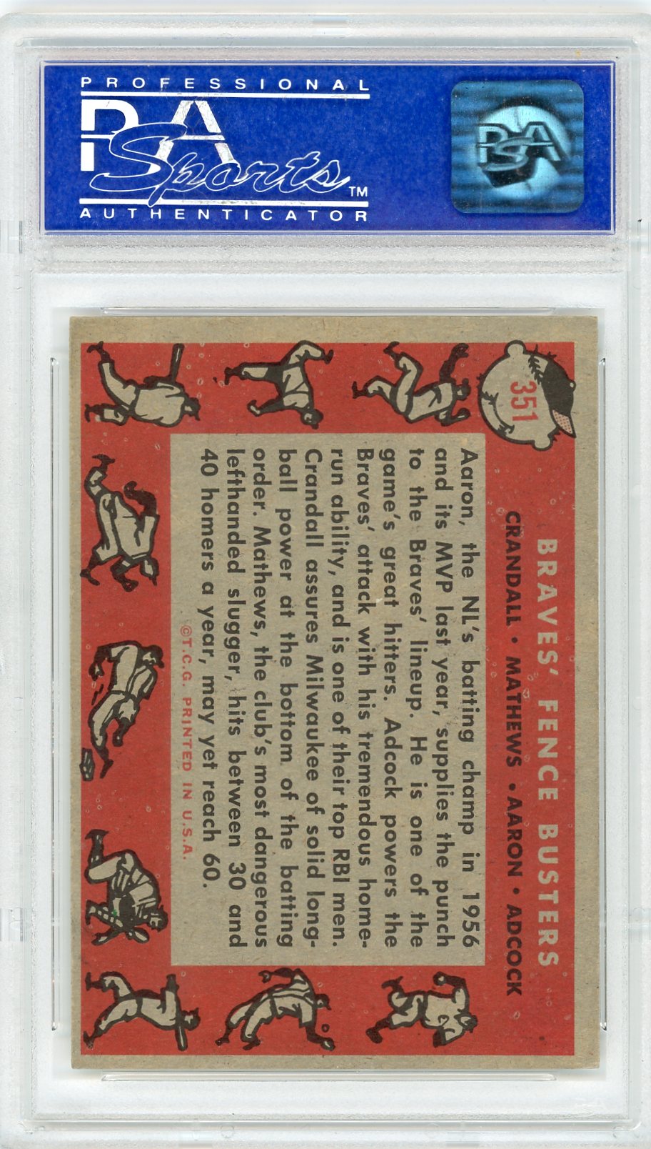 1958 Topps Braves Fence Busters #351 PSA 8
