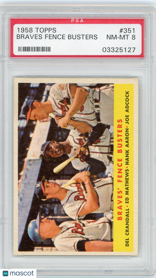 1958 Topps Braves Fence Busters #351 PSA 8