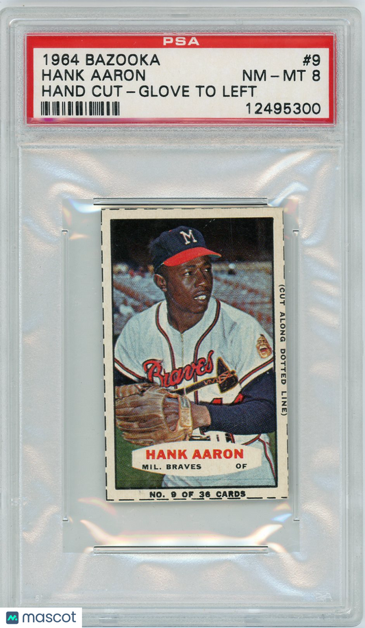 1964 Bazooka Hank Aaron #9 Hand Cut Glove To Left PSA 8