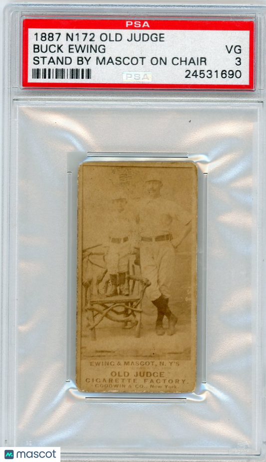 1887 N172 Old Judge Buck Ewing Stand By Mascot On Chair PSA 3