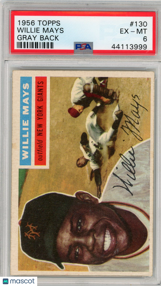 1956 Topps Willie Mays #130 Gray Back PSA 6