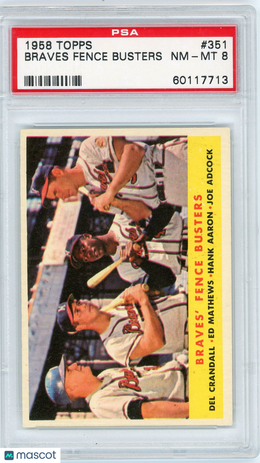 1958 Topps Braves Fence Busters #351 PSA 8
