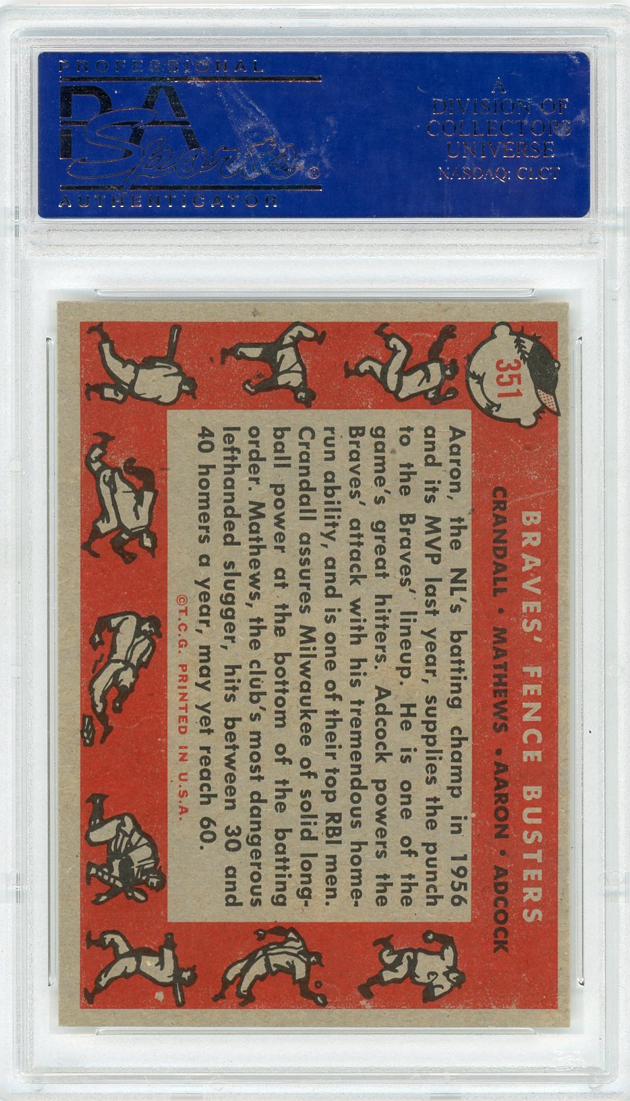 1958 Topps Braves Fence Busters #351 PSA 8