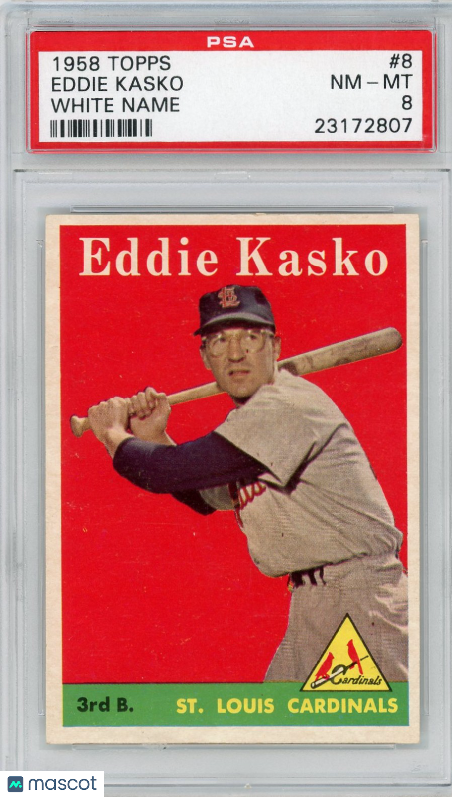 1958 Topps Eddie Kasko #8 White Name PSA 8