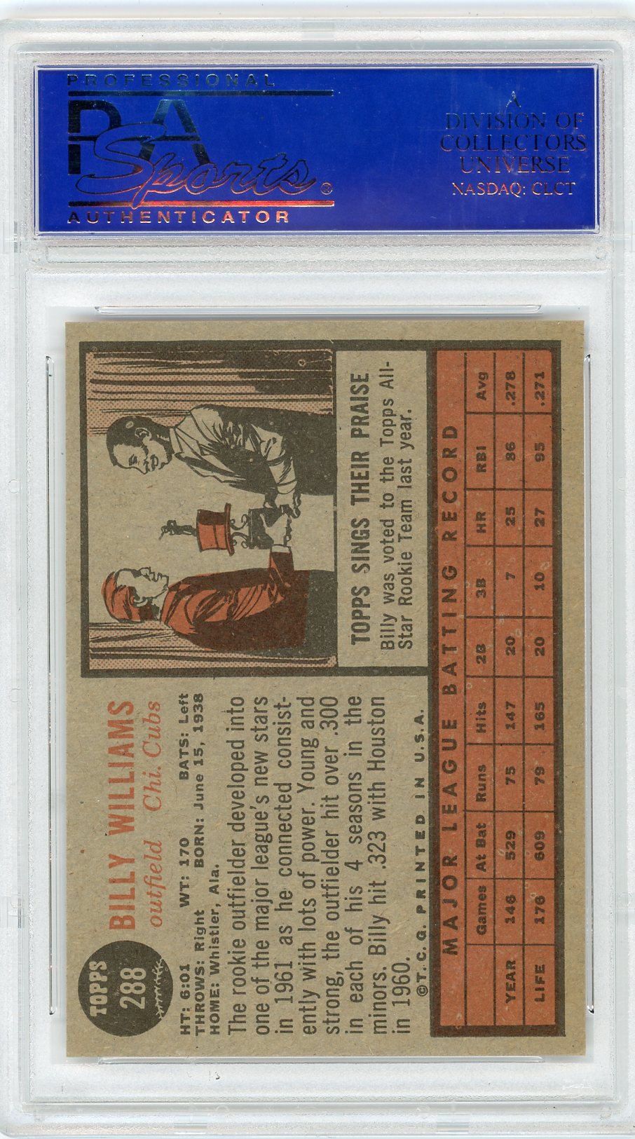 1962 Topps Billy Williams #288 PSA 8