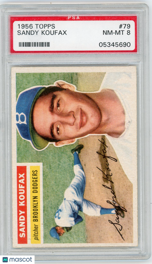 1956 Topps Sandy Koufax #79 White Back PSA 8