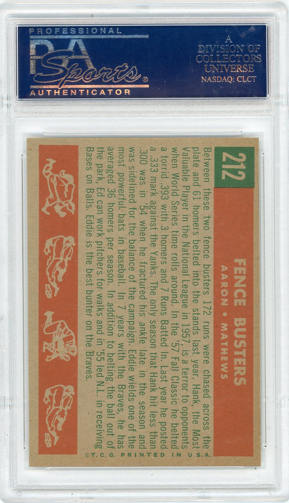 1959 Topps Fence Busters #212 Aaron Mathews PSA 8.5