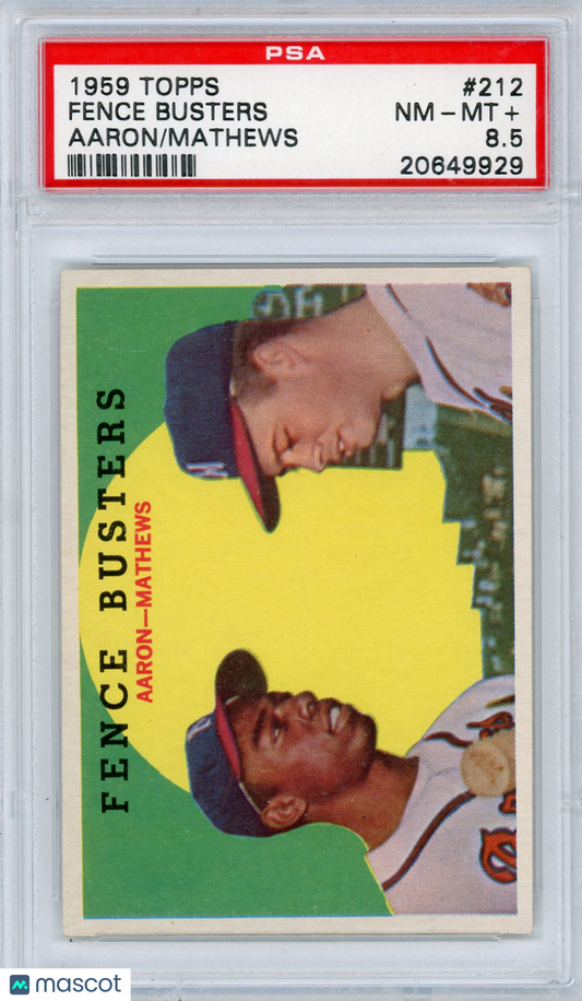 1959 Topps Fence Busters #212 Aaron Mathews PSA 8.5