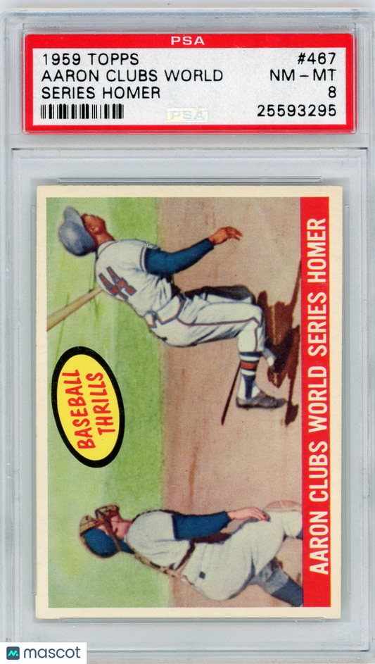 1959 Topps Aaron Clubs World #467 Series Homer PSA 8