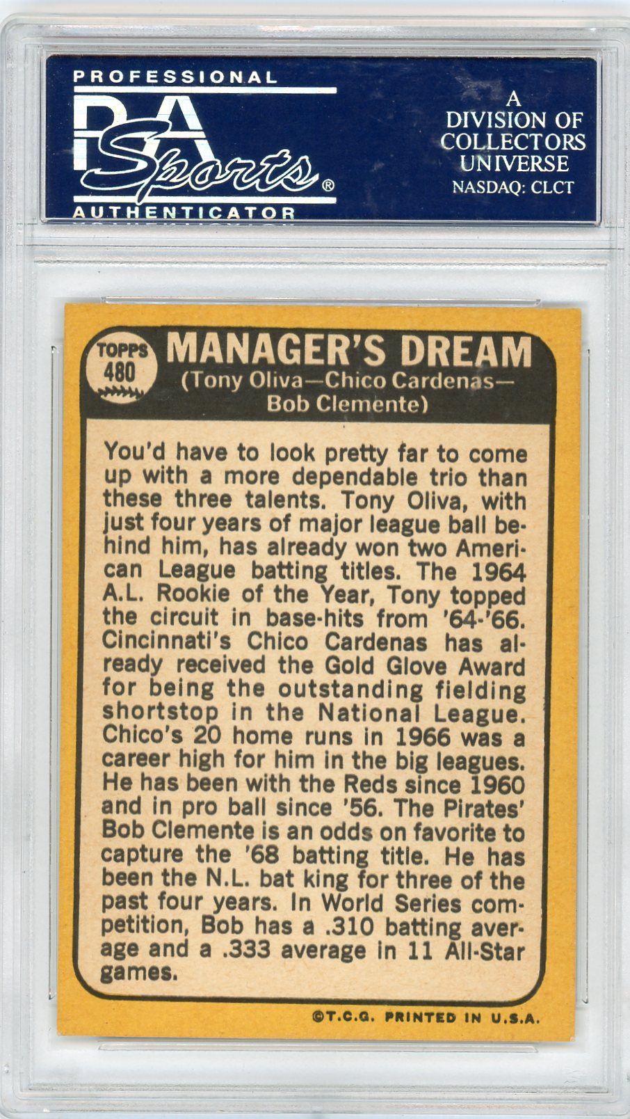 1968 Topps Manager's Dream #480 Oliva Cardenas Clemente PSA 8.5