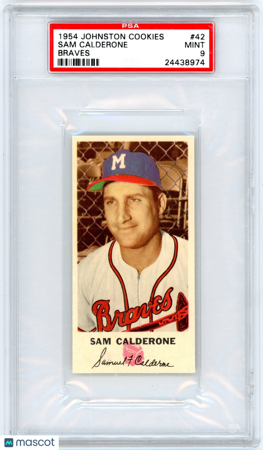 1954 Johnston Cookies Braves Sam Calderone #42 PSA 9