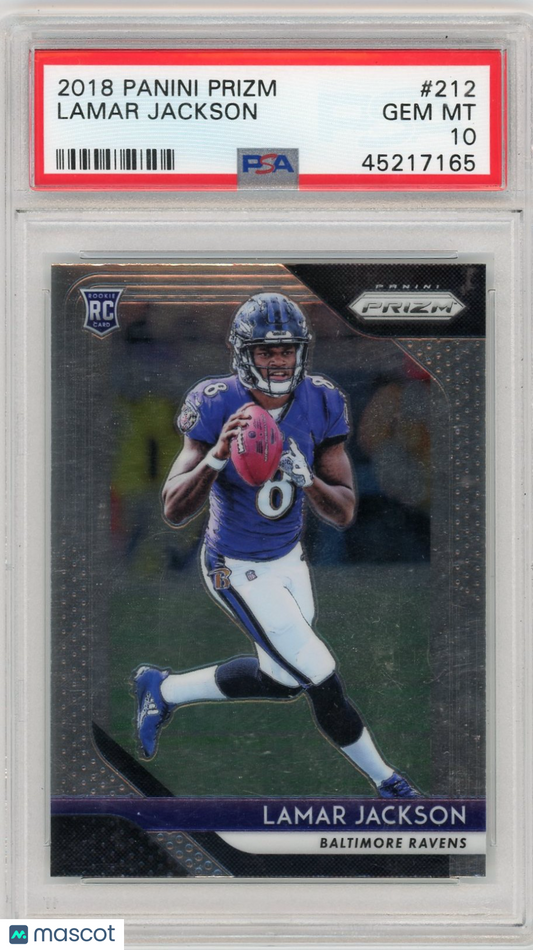 2018 Panini Prizm Lamar Jackson #212 PSA 10