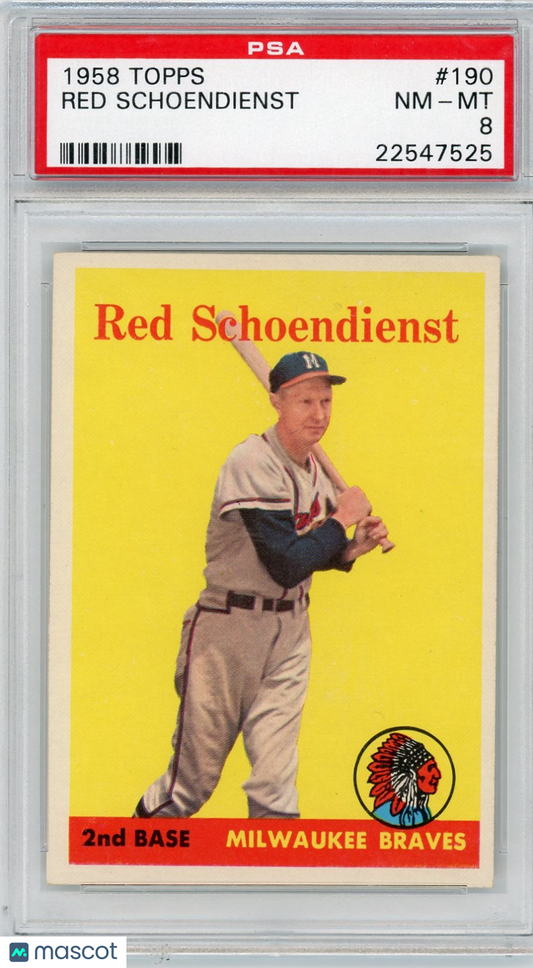 1958 Topps Red Schoendienst #190 PSA 8