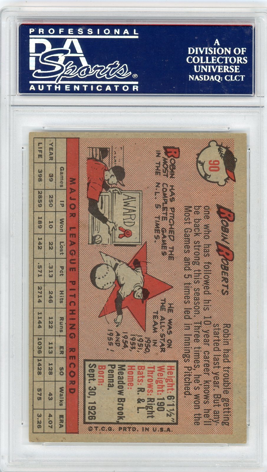 1958 Topps Robin Roberts #90 PSA 8